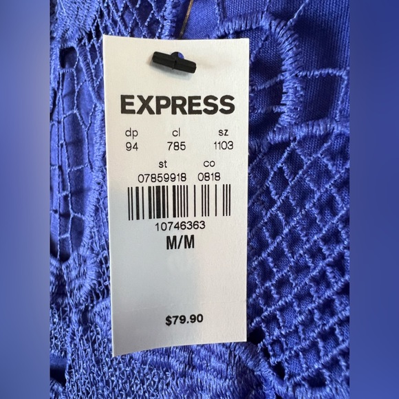 NWT BRAND NEW! Express blue midi dress with embroidered flower overlay. size M - Picture 5 of 5